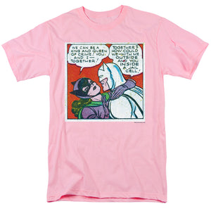 AN OFFCIALLY LICENSED BATMAN JAIL CELL MEN'S REGULAR FIT T-SHIRT PINK