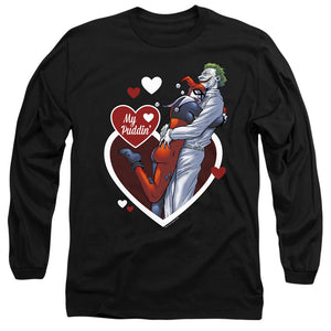 AN OFFCIALLY LICENSED BATMAN MY PUDDIN MEN'S LONG SLEEVE T-SHIRT BLACK