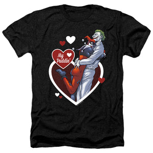 AN OFFCIALLY LICENSED BATMAN MY PUDDIN MEN'S HEATHER T-SHIRT CHARCOAL