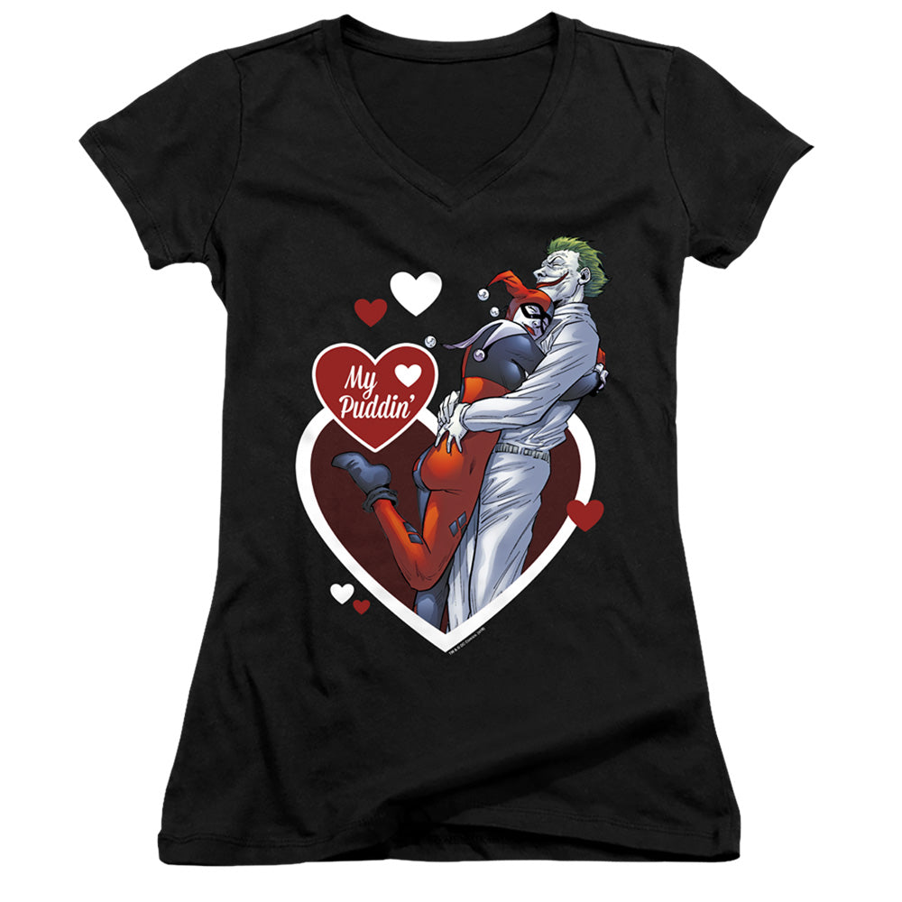 Batman My Puddin Licensed Women's T-Shirt Juniors V-Neck SM