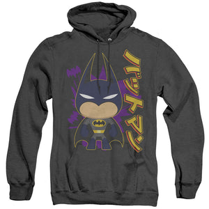 AN OFFCIALLY LICENSED BATMAN CUTE KANJI ADULT UNISEX HEATHER PULLOVER HOODIE BLACK