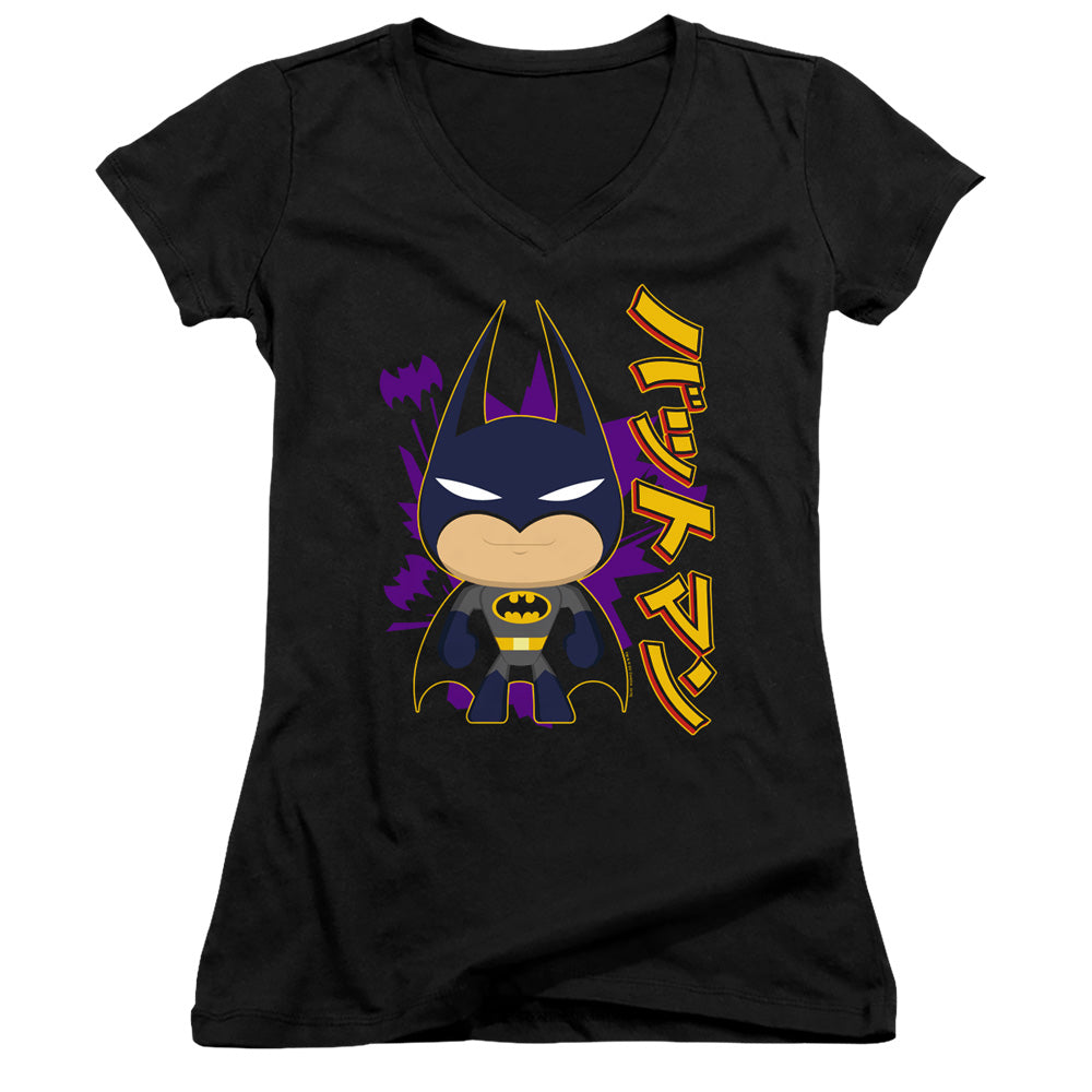 Batman Cute Kanji Licensed Women's T-Shirt Juniors V-Neck SM