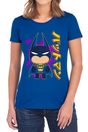 AN OFFCIALLY LICENSED BATMAN CUTE KANJI WOMEN'S REGULAR FIT T-SHIRT BLACK