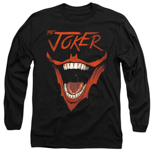 AN OFFCIALLY LICENSED BATMAN JOKER BAT LAUGH MEN'S LONG SLEEVE T-SHIRT BLACK