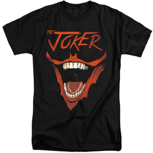 AN OFFCIALLY LICENSED BATMAN JOKER BAT LAUGH MEN'S TALL FIT T-SHIRT BLACK