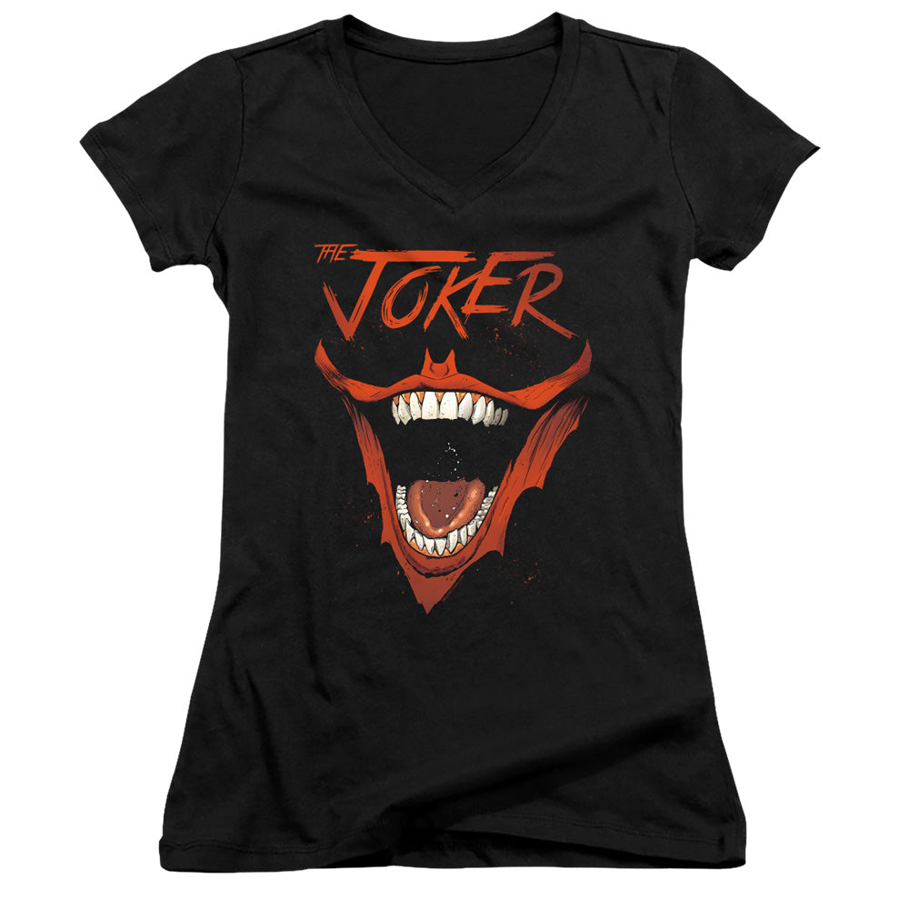 Batman Joker Bat Laugh Licensed Women's T-Shirt Juniors V-Neck SM