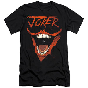 AN OFFCIALLY LICENSED BATMAN JOKER BAT LAUGH MEN'S PREMIUM SLIM FIT T-SHIRT BLACK