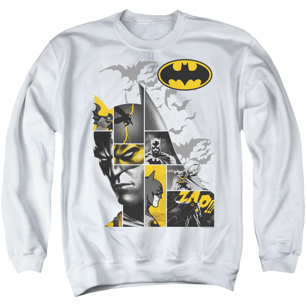 AN OFFCIALLY LICENSED BATMAN LONG LIVE ADULT UNISEX CREWNECK SWEATSHIRT WHITE