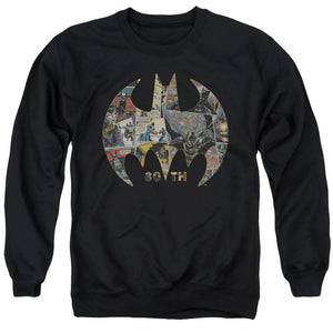 AN OFFCIALLY LICENSED BATMAN 80TH SHIELD ADULT UNISEX CREWNECK SWEATSHIRT BLACK