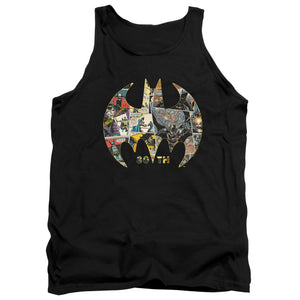 AN OFFCIALLY LICENSED BATMAN 80TH SHIELD ADULT UNISEX TANK TOP BLACK