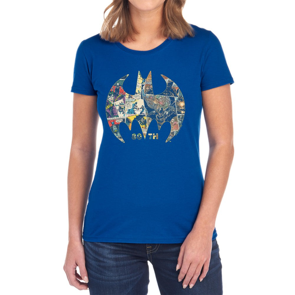 Batman 80Th Shield Licensed Women's T-Shirt Regular Fit SM-2X