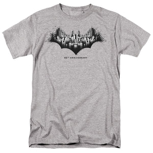AN OFFCIALLY LICENSED BATMAN GOTHAM SHIELD MEN'S REGULAR FIT T-SHIRT ATHLETIC HEATHER