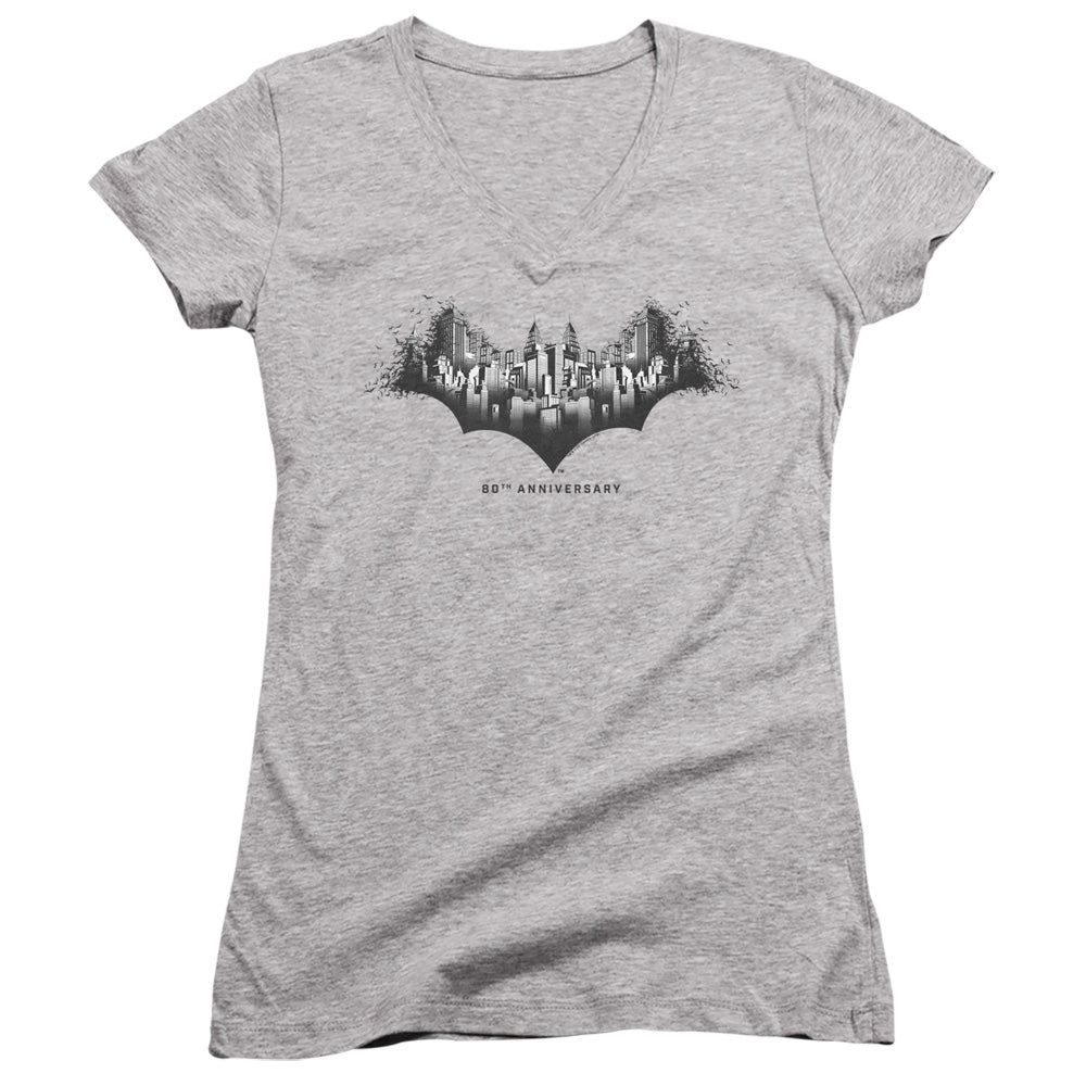 Batman Gotham Shield Licensed Women's T-Shirt Juniors V-Neck 2X