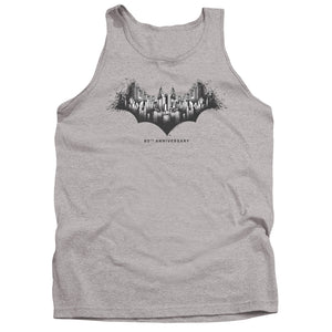 AN OFFCIALLY LICENSED BATMAN GOTHAM SHIELD ADULT UNISEX TANK TOP ATHLETIC HEATHER