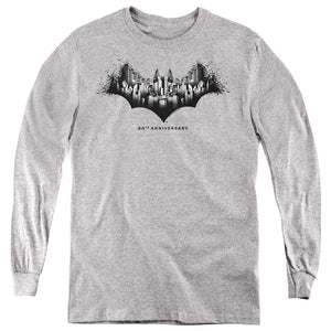 AN OFFCIALLY LICENSED BATMAN GOTHAM SHIELD YOUTH LONG SLEEVE T-SHIRT ATHLETIC HEATHER