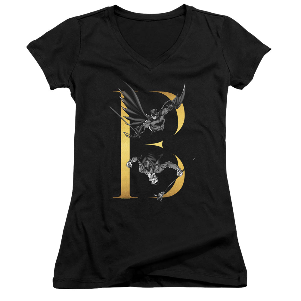 Batman B Licensed Women's T-Shirt Juniors V-Neck SM