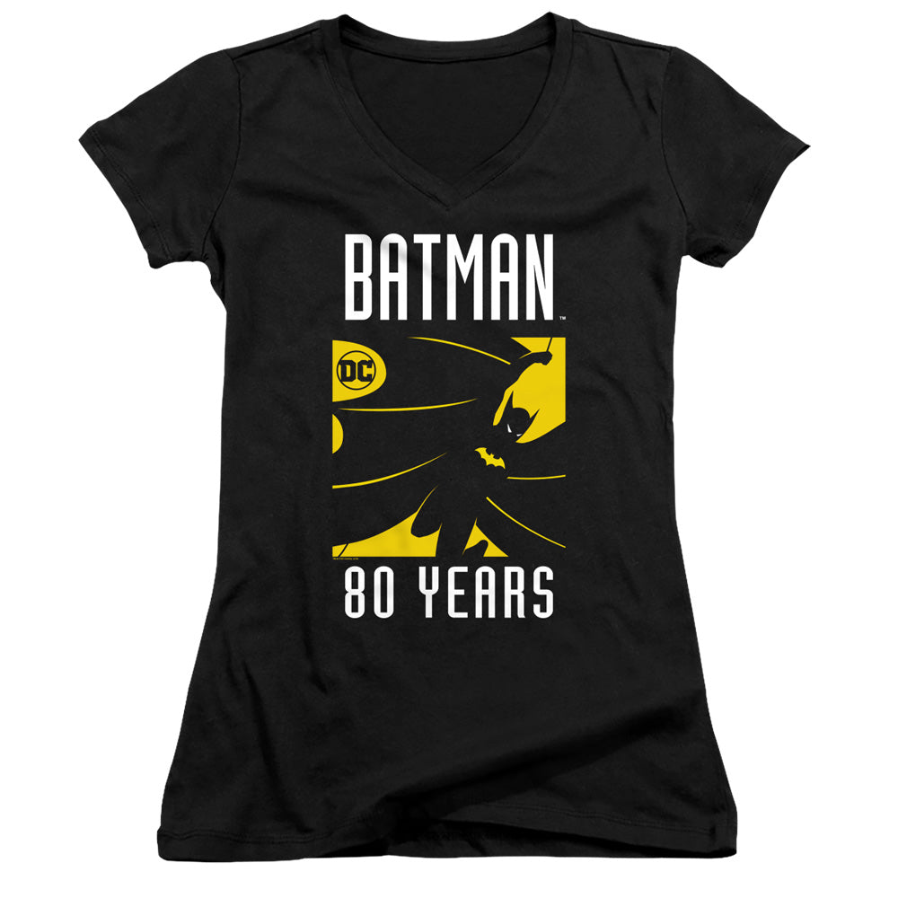 Batman Silhouette Licensed Women's T-Shirt Juniors V-Neck SM