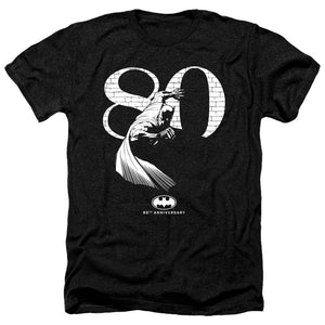 AN OFFCIALLY LICENSED BATMAN 80 WALL MEN'S HEATHER T-SHIRT CHARCOAL