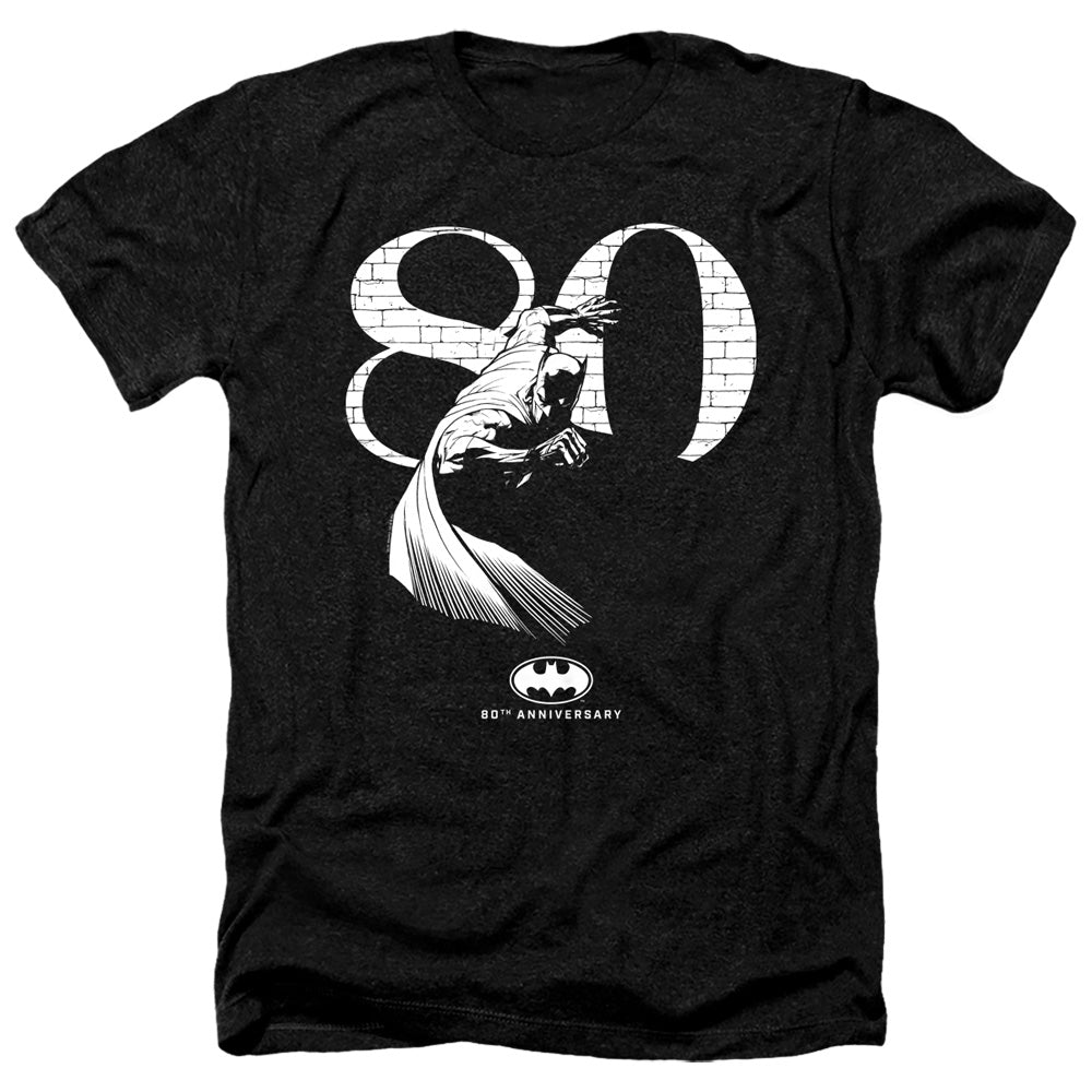 AN OFFCIALLY LICENSED BATMAN 80 WALL MEN'S HEATHER T-SHIRT CHARCOAL