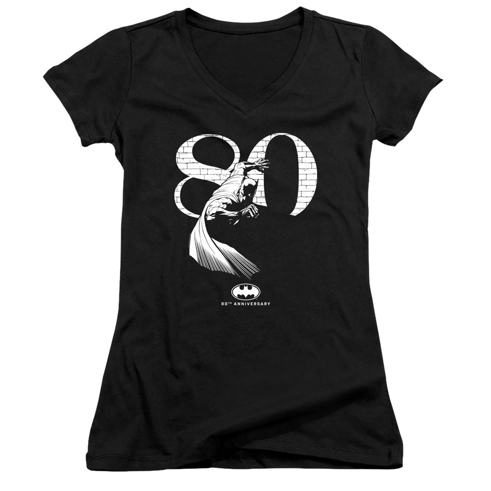 Batman 80 Wall Licensed Women's T-Shirt Juniors V-Neck SM