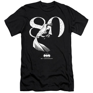 AN OFFCIALLY LICENSED BATMAN 80 WALL MEN'S PREMIUM SLIM FIT T-SHIRT BLACK