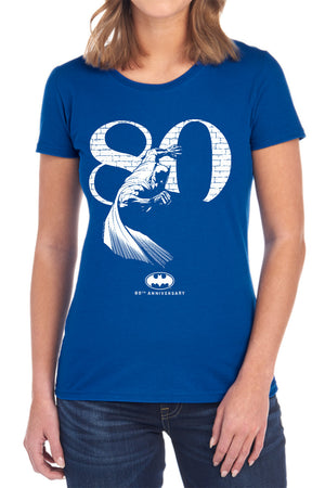 AN OFFCIALLY LICENSED BATMAN 80 WALL WOMEN'S REGULAR FIT T-SHIRT BLACK
