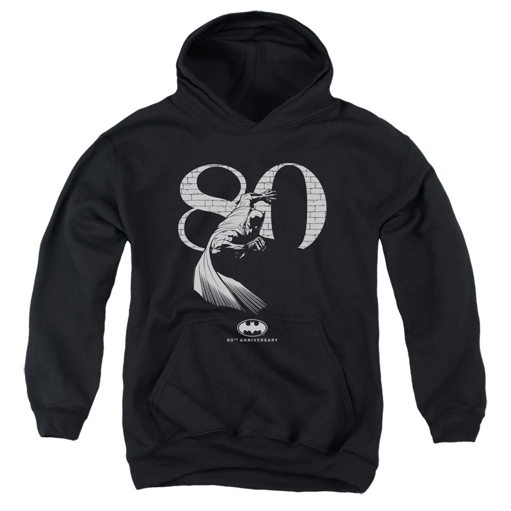 AN OFFCIALLY LICENSED BATMAN 80 WALL YOUTH HOODIE BLACK