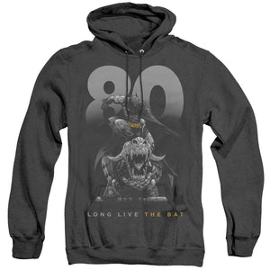 AN OFFCIALLY LICENSED BATMAN BIG 80 ADULT UNISEX HEATHER PULLOVER HOODIE BLACK