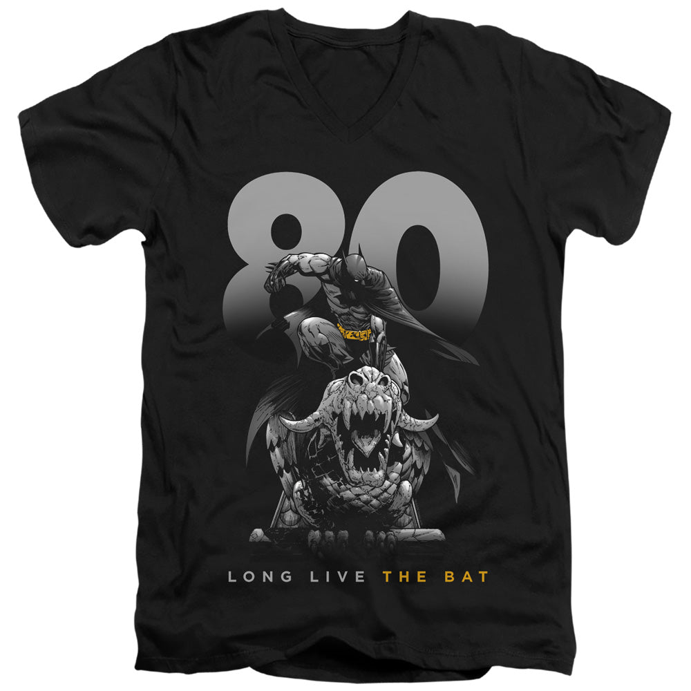 AN OFFCIALLY LICENSED BATMAN BIG 80 MEN'S V-NECK T-SHIRT BLACK