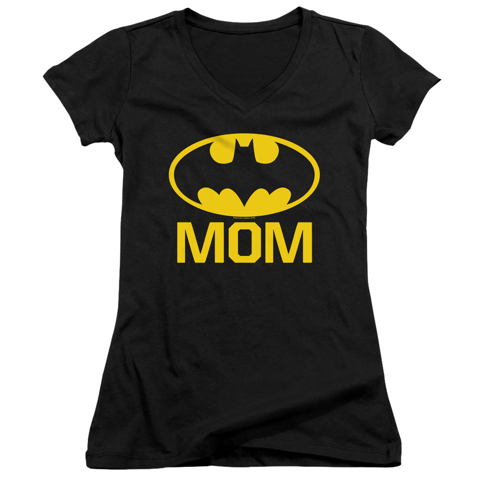 Batman Bat Mom Licensed Women's T-Shirt Juniors V-Neck SM