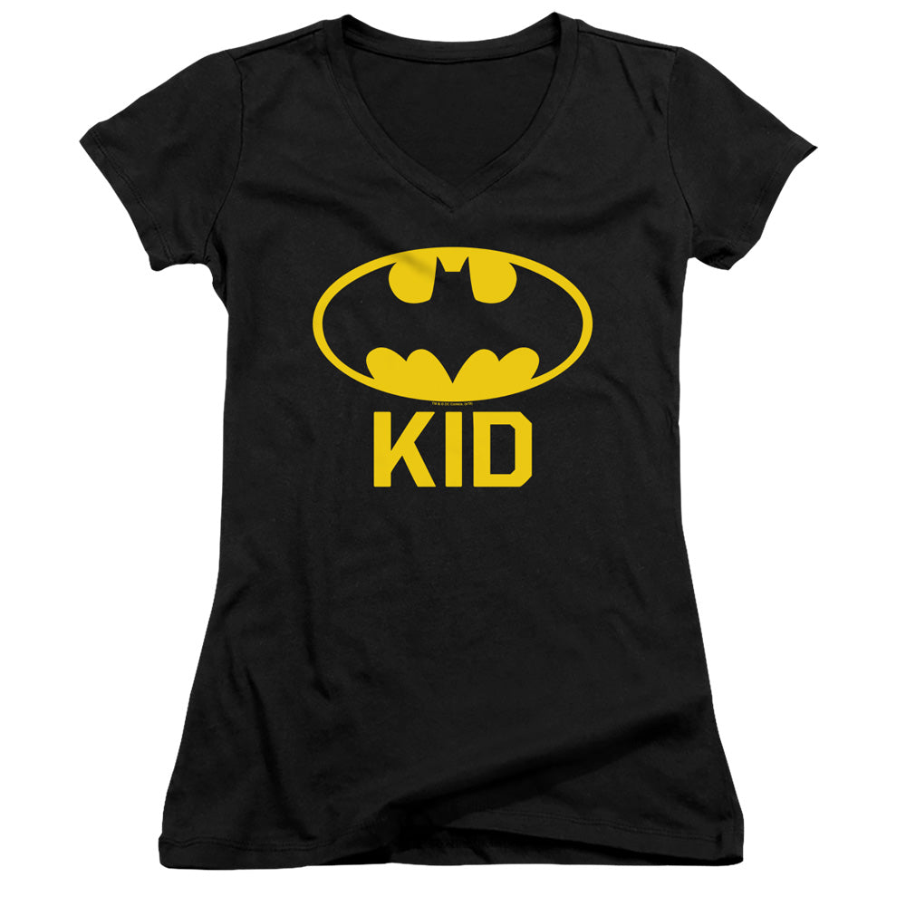 Batman Bat Kid Licensed Women's T-Shirt Juniors V-Neck SM