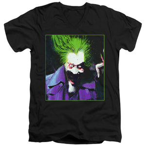 AN OFFCIALLY LICENSED BATMAN ARKHAM ASYLUM JOKER MEN'S V-NECK T-SHIRT BLACK