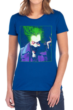 AN OFFCIALLY LICENSED BATMAN ARKHAM ASYLUM JOKER WOMEN'S REGULAR FIT T-SHIRT BLACK