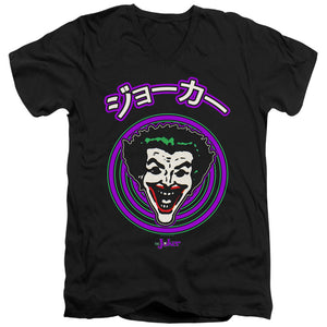 AN OFFCIALLY LICENSED BATMAN FACE SPIRAL MEN'S V-NECK T-SHIRT BLACK