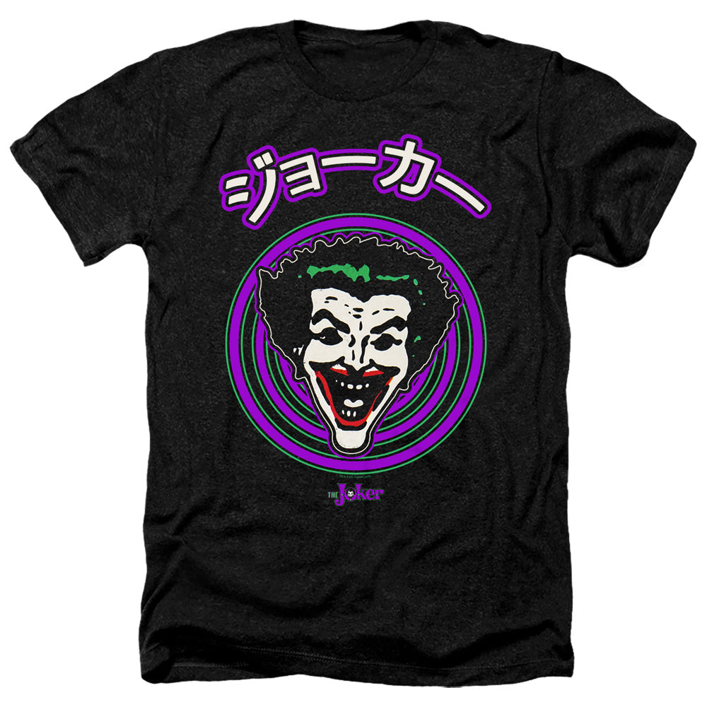 AN OFFCIALLY LICENSED BATMAN FACE SPIRAL MEN'S HEATHER T-SHIRT CHARCOAL