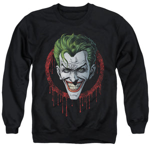 AN OFFCIALLY LICENSED BATMAN JOKER DRIP ADULT UNISEX CREWNECK SWEATSHIRT BLACK