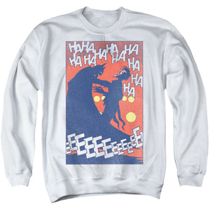 AN OFFCIALLY LICENSED BATMAN PUNCHLINE ADULT UNISEX CREWNECK SWEATSHIRT WHITE