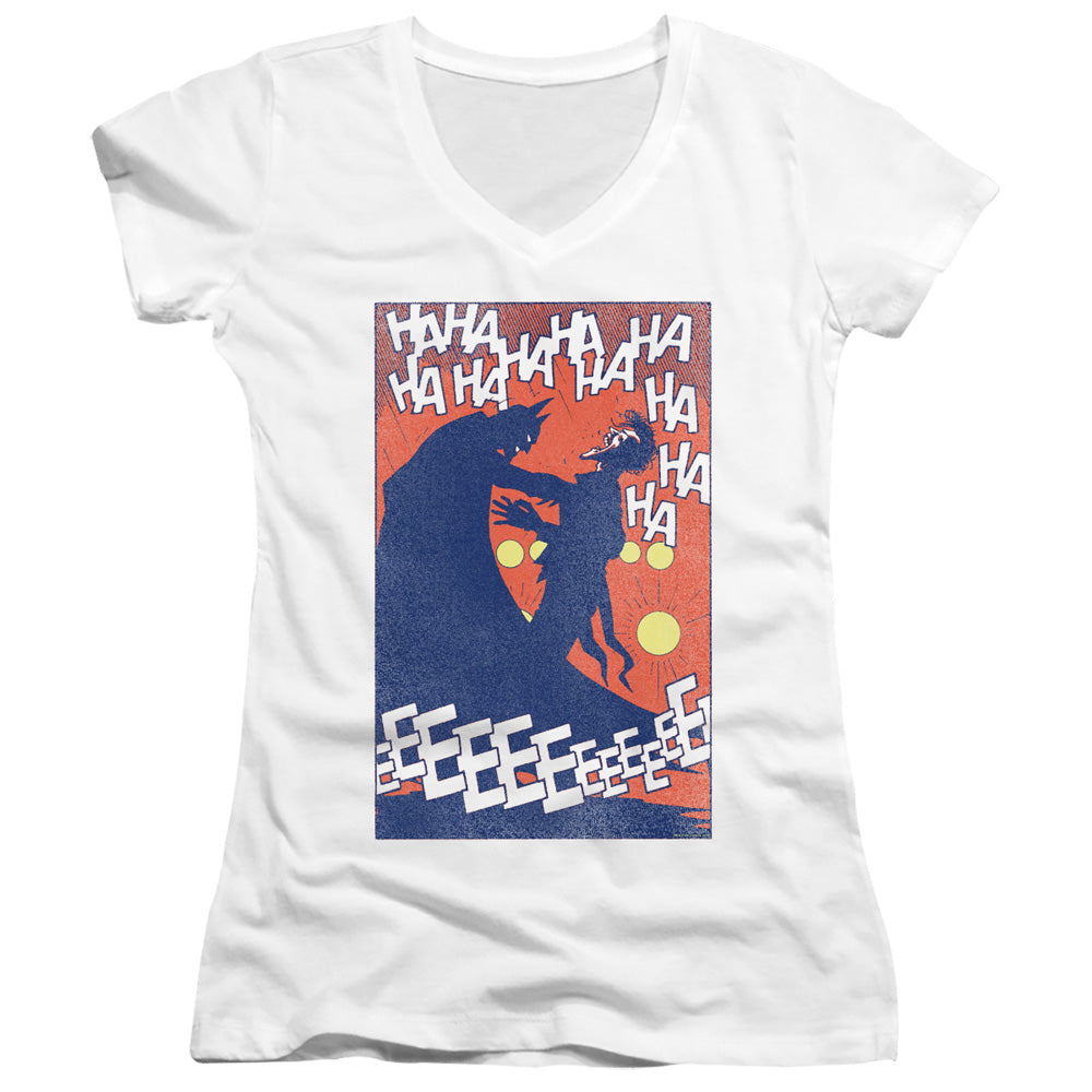 Batman Punchline Licensed Women's T-Shirt Juniors V-Neck SM