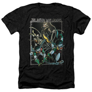 AN OFFCIALLY LICENSED BATMAN BATMAN WHO LAUGHS MEN'S HEATHER T-SHIRT CHARCOAL