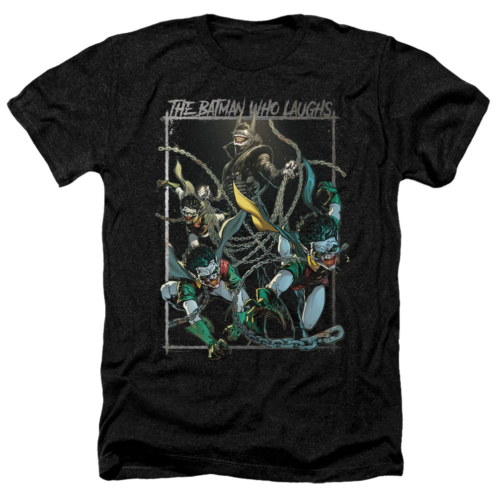 AN OFFCIALLY LICENSED BATMAN BATMAN WHO LAUGHS MEN'S HEATHER T-SHIRT CHARCOAL