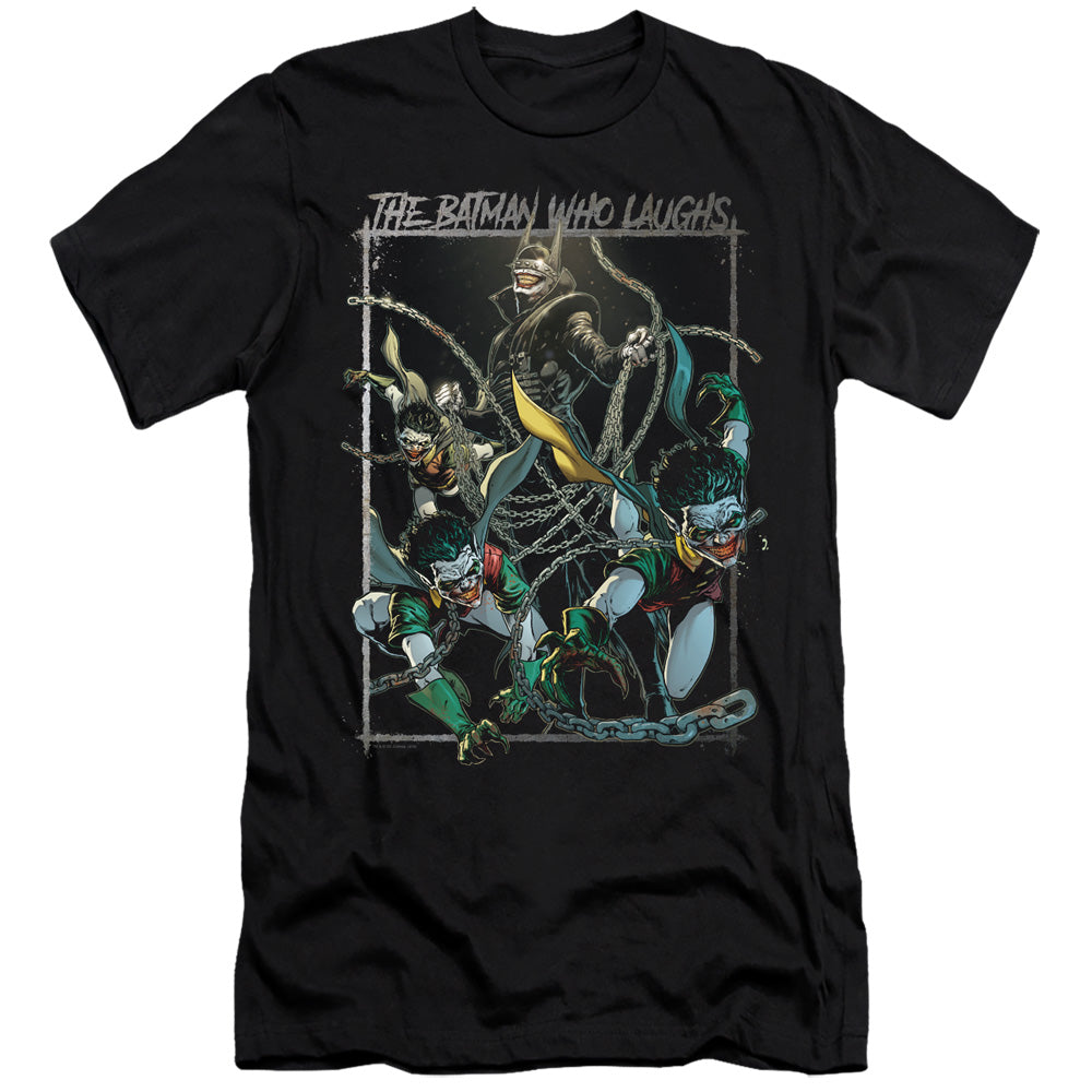 AN OFFCIALLY LICENSED BATMAN BATMAN WHO LAUGHS MEN'S PREMIUM SLIM FIT T-SHIRT BLACK