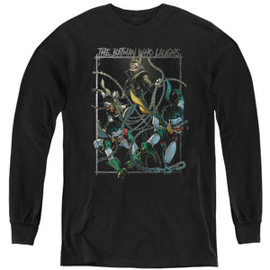 AN OFFCIALLY LICENSED BATMAN BATMAN WHO LAUGHS YOUTH LONG SLEEVE T-SHIRT BLACK