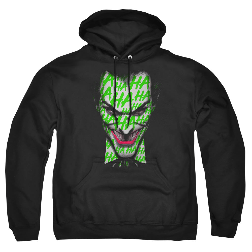AN OFFCIALLY LICENSED BATMAN HA HA SMILE ADULT UNISEX PULLOVER HOODIE BLACK