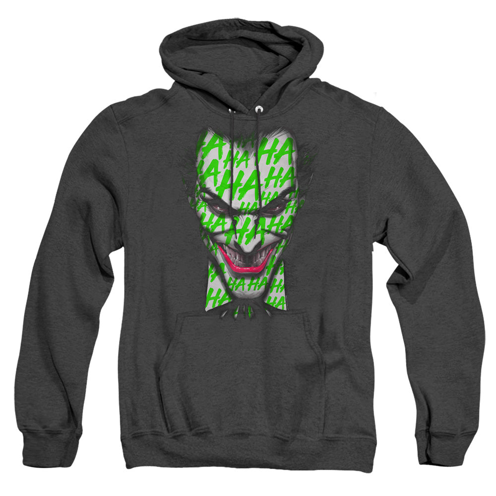 AN OFFCIALLY LICENSED BATMAN HA HA SMILE ADULT UNISEX HEATHER PULLOVER HOODIE BLACK