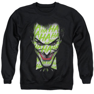 AN OFFCIALLY LICENSED BATMAN HA HA SMILE ADULT UNISEX CREWNECK SWEATSHIRT BLACK