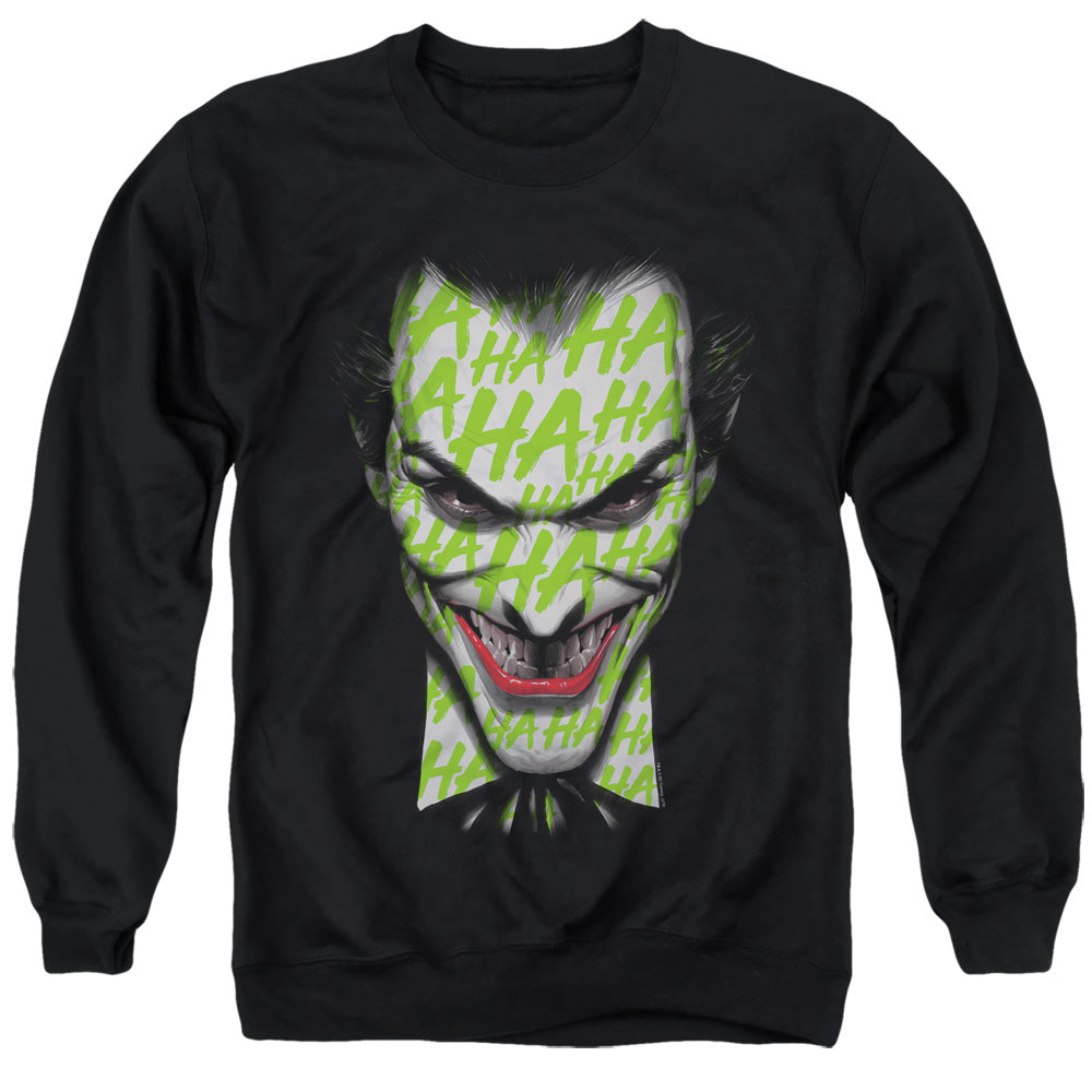 AN OFFCIALLY LICENSED BATMAN HA HA SMILE ADULT UNISEX CREWNECK SWEATSHIRT BLACK