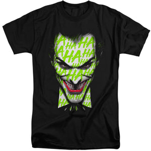 AN OFFCIALLY LICENSED BATMAN HA HA SMILE MEN'S TALL FIT T-SHIRT BLACK