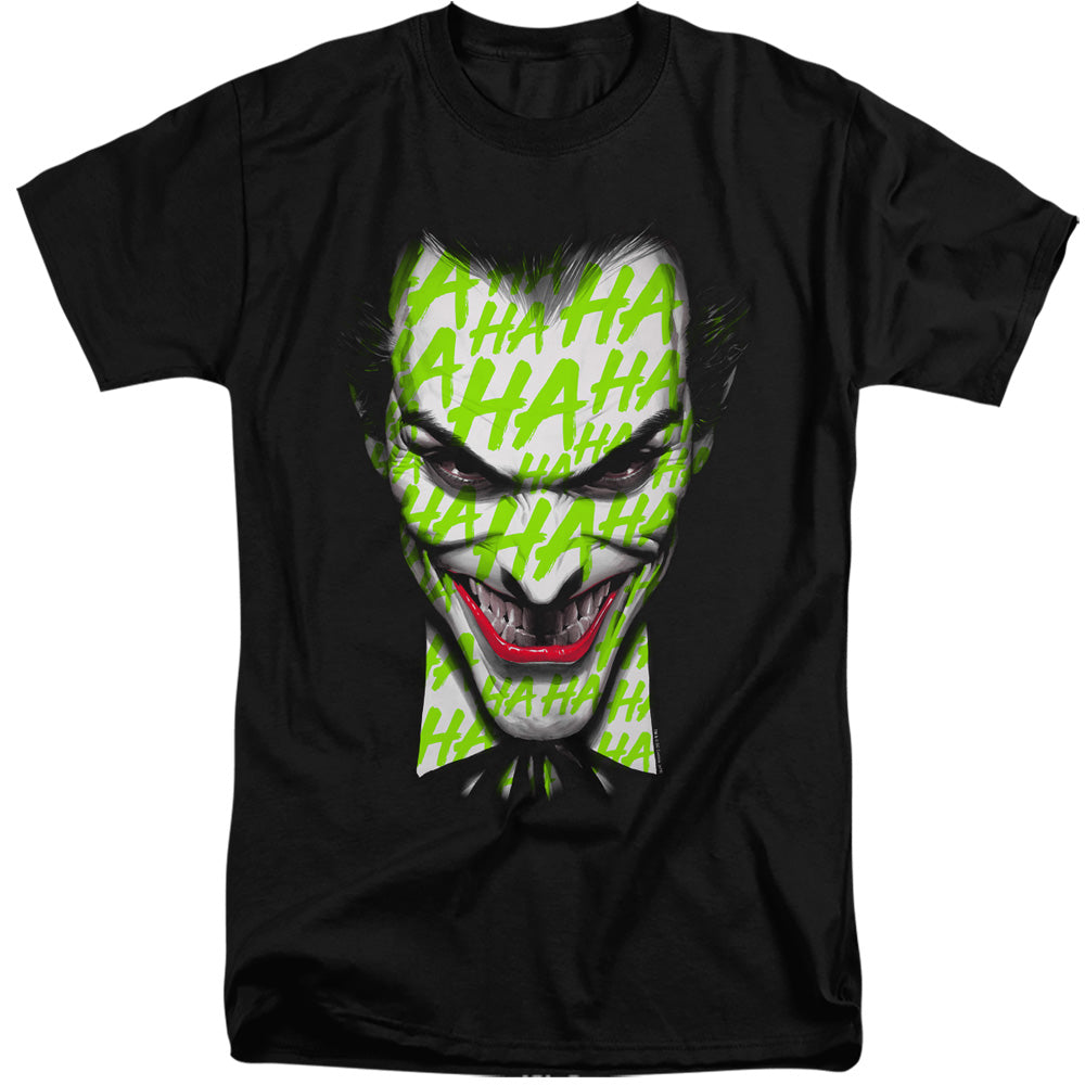 AN OFFCIALLY LICENSED BATMAN HA HA SMILE MEN'S TALL FIT T-SHIRT BLACK