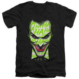 AN OFFCIALLY LICENSED BATMAN HA HA SMILE MEN'S V-NECK T-SHIRT BLACK