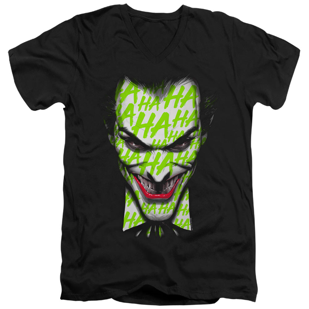 AN OFFCIALLY LICENSED BATMAN HA HA SMILE MEN'S V-NECK T-SHIRT BLACK